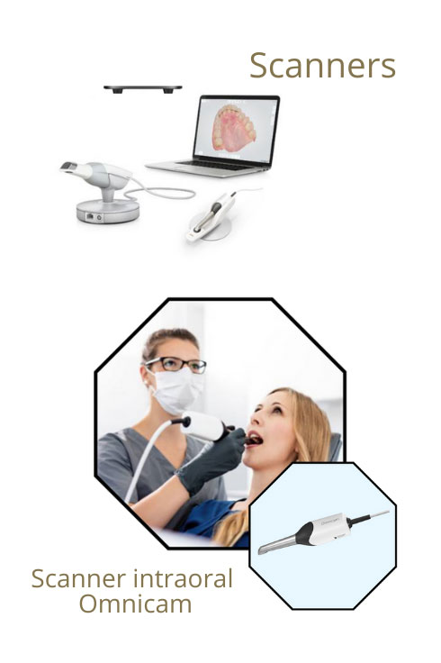 Digitalização de modelos e escaneamento intraoral com scanners Trios 3 3Shape e Omnicam AF Dentsply Sirona, realizados em consultórios de dentistas parceiros.